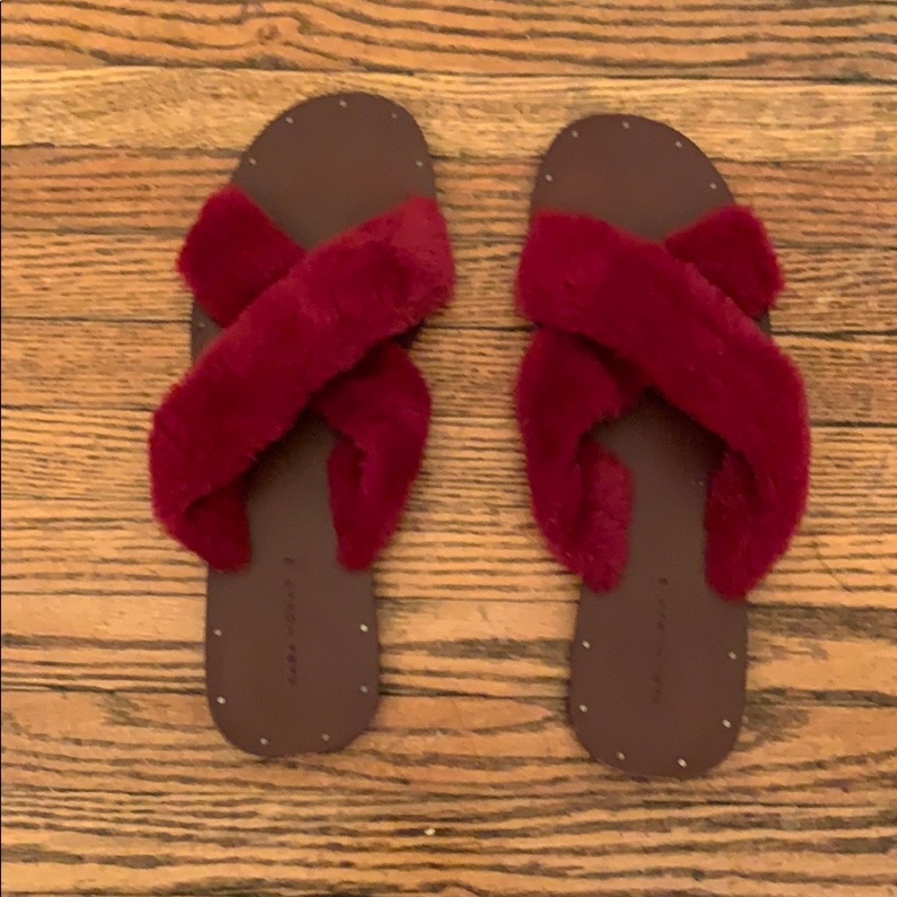 Zara slides with faux fur